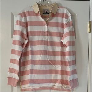 Guideboat Co. Pink and White LS Polo, Size L